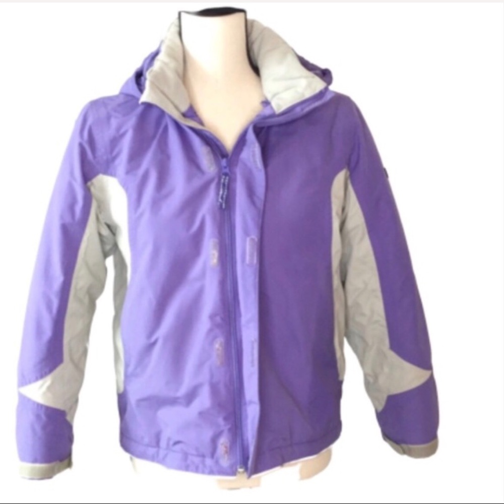 Lands’ End Purple & Gray Winter Puffer Jacket Medium
